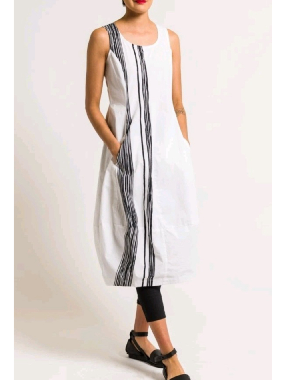 Rundholz Black Label Dress Sz M White Black Stripe Bubble Hem Avant Garde Artsy